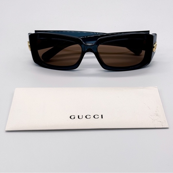 NEW GUCCI GG1403S 003 SQUARE BLUE BROWN WOMEN SUNGLASSES GUCCI - Picture 12 of 12